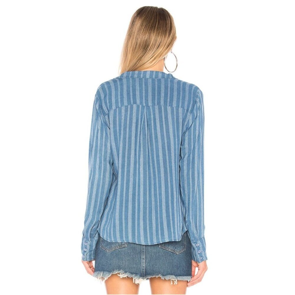 NWT Bella Dahl Tie Front Shirt Alamosa Indigo Stripe-sz Medium - Picture 2 of 9